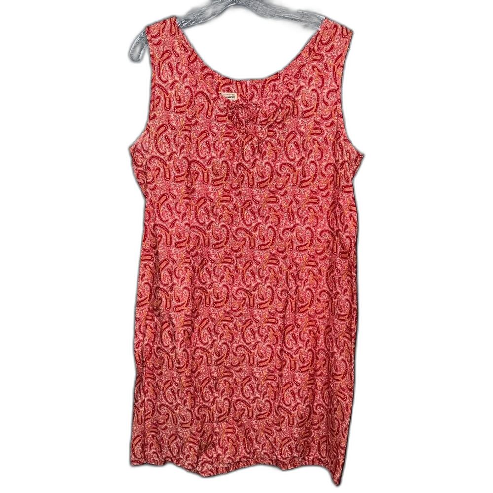 Vintage Y2K Pink Paisley Fairycore Cotton Shift Dress with Tie Detail